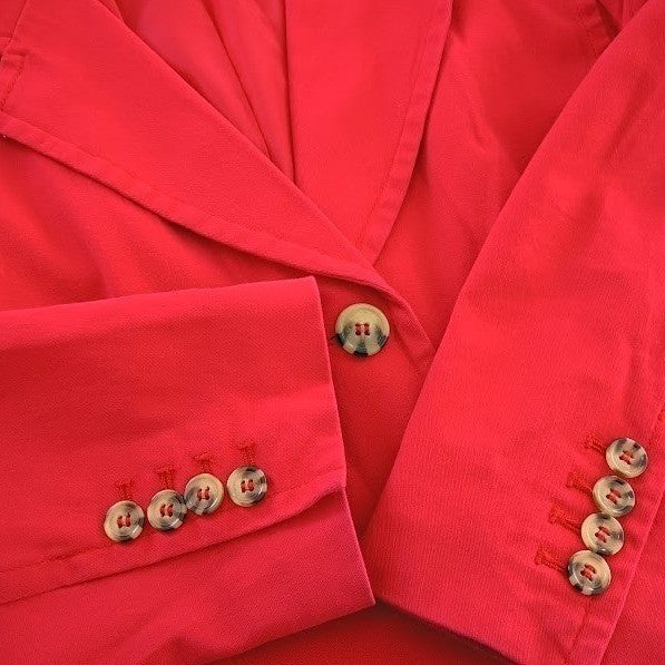 Red Cotton Blazer Tailored Career Jacket Size 14 NWOT Professional Chadwicks