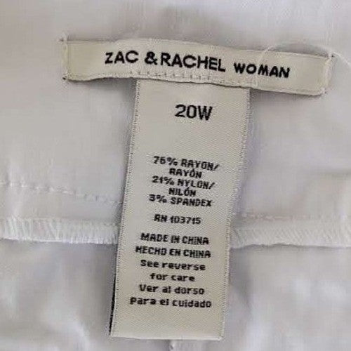 Zac & Rachel White Pleated Skort Womens Plus 20W Stretch Casual NWOT
