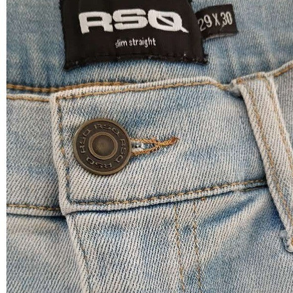 RSQ Mens Slim Straight Jeans Light Wash 29x30 Skate Streetwear Minimalist Y2K