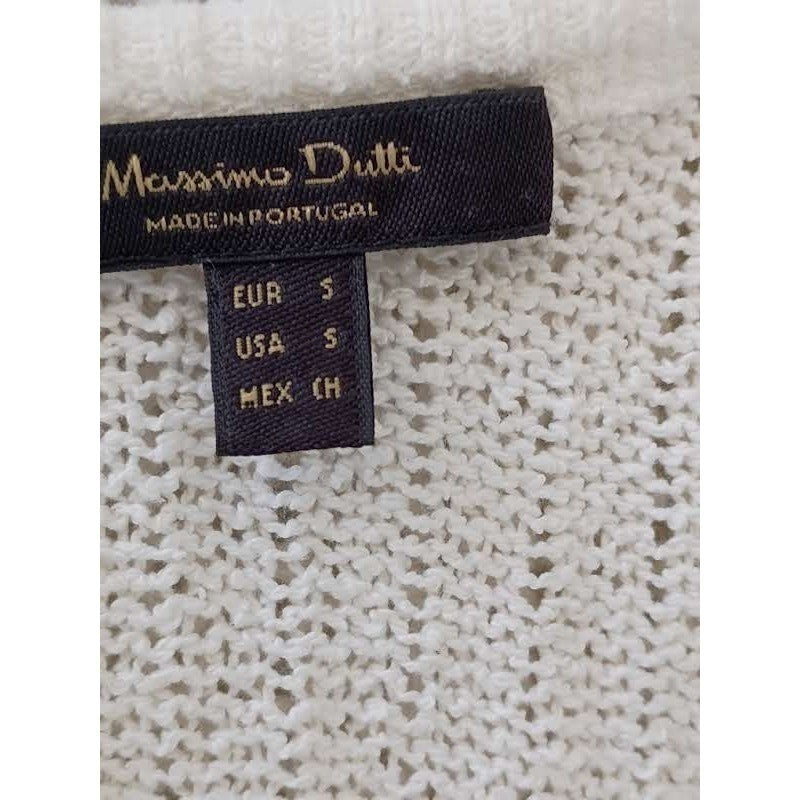 Massimo Dutti Cream Ribbed Mesh Knit Tank Top Scoop Neck Cotton Minimalist S