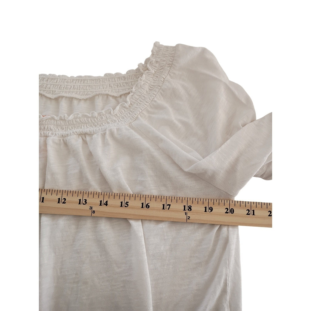 Knox Rose Off Shoulder Smocked Blouse Ivory Boho Peasant Top Women Size M