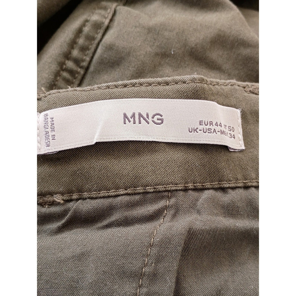 Mango MNG Olive Green Chinos Pants Button Fly Straight Leg Casual Men Size 34