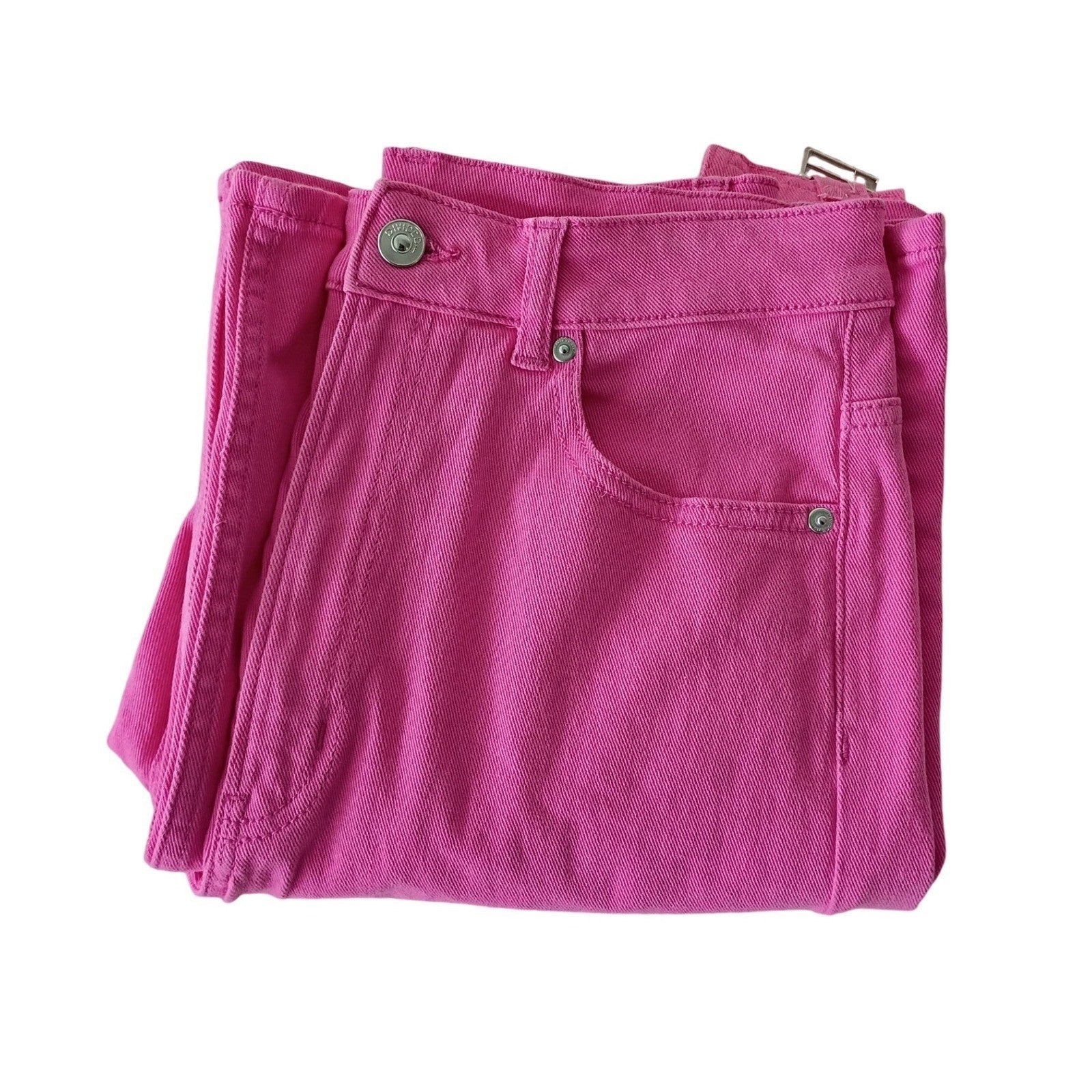 Hot Pink Cargo Jeans Wide Leg High Waisted Denim Pants