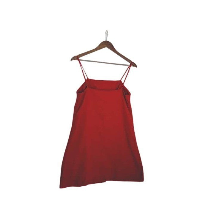 GAP Red Linen Blend Slip Dress Square Neck Mini Adjustable Straps Coastal Chic