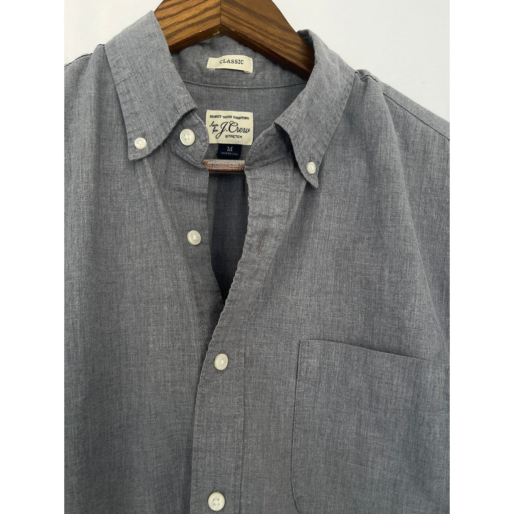 J.Crew Secret Wash Shirt Mens M Classic Fit Gray Stretch Button Down NWOT