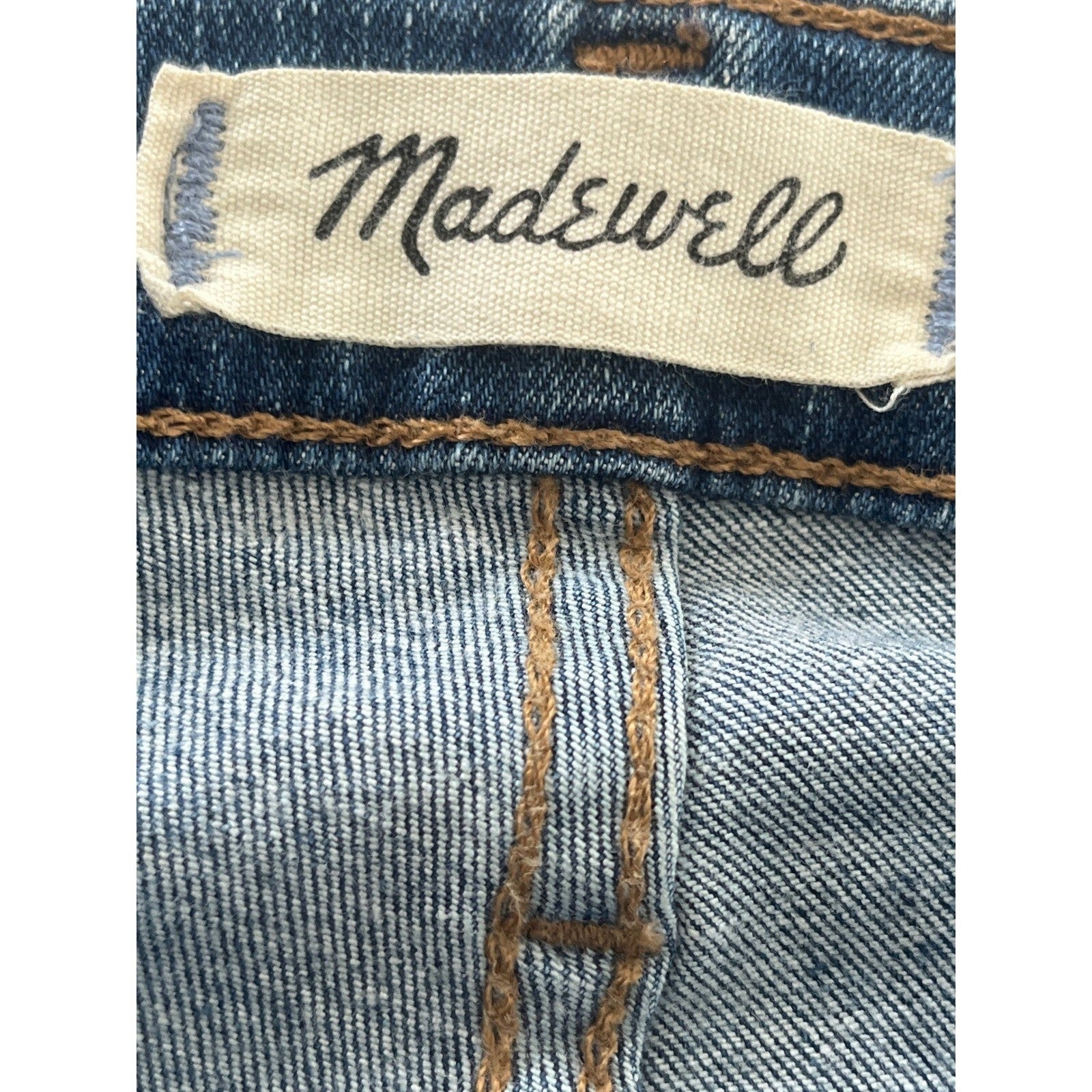 Madewell Women Blue Denim Jeans Button Fly Distressed Straight Leg Size 27