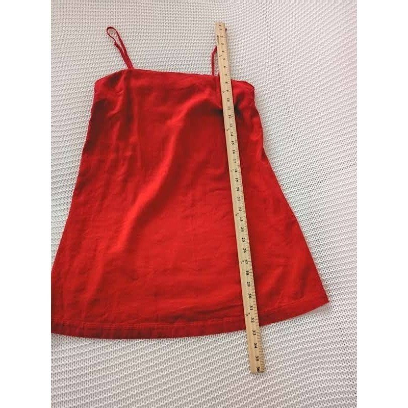 GAP Red Linen Blend Slip Dress Square Neck Mini Adjustable Straps Coastal Chic