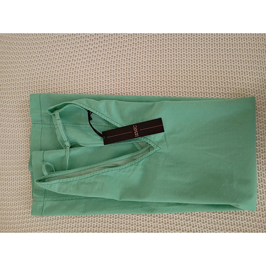 NWT 1250°C Mint Green V-Neck Sleeveless Shift Dress 100% Cotton L Minimalist