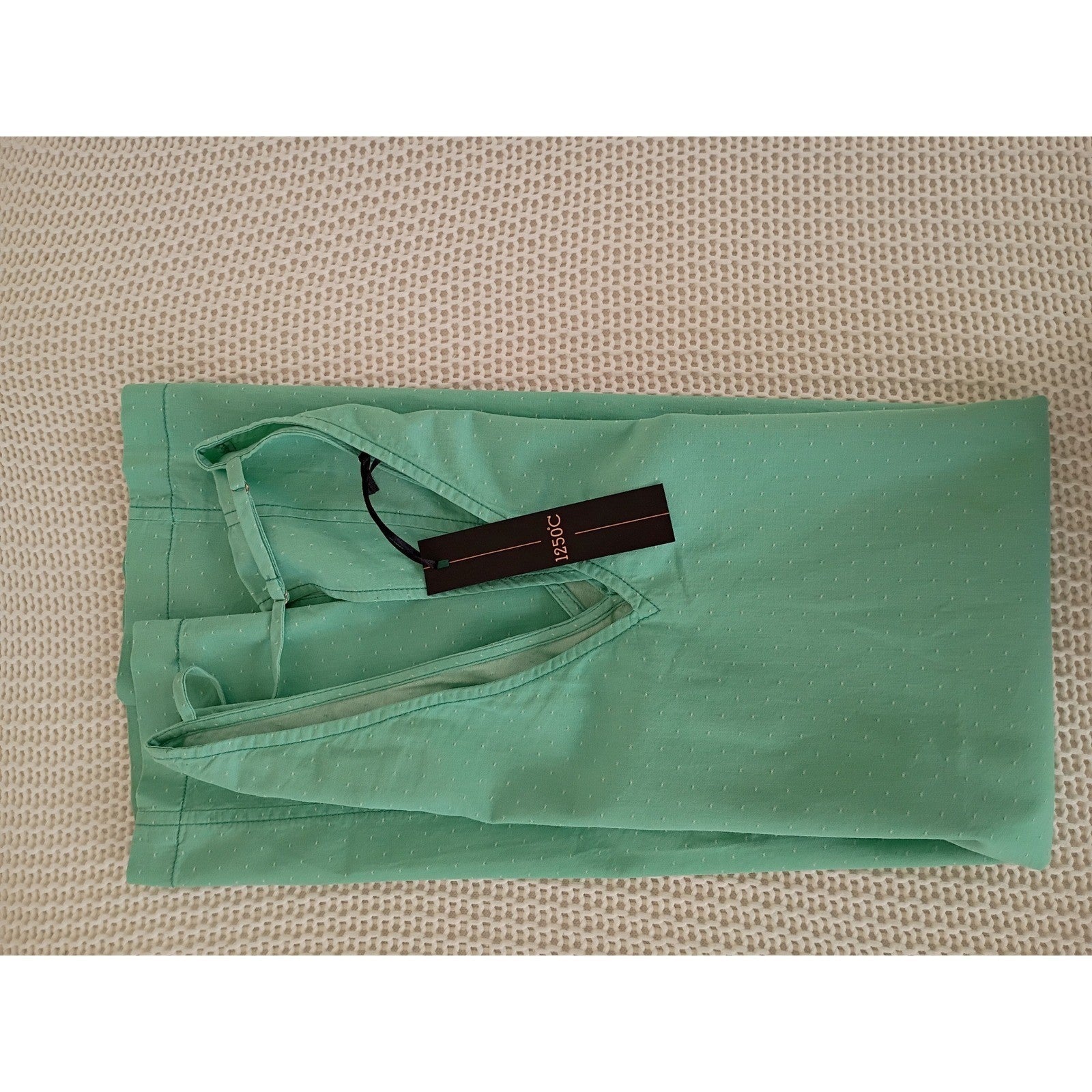 NWT 1250°C Mint Green V-Neck Sleeveless Shift Dress 100% Cotton L Minimalist