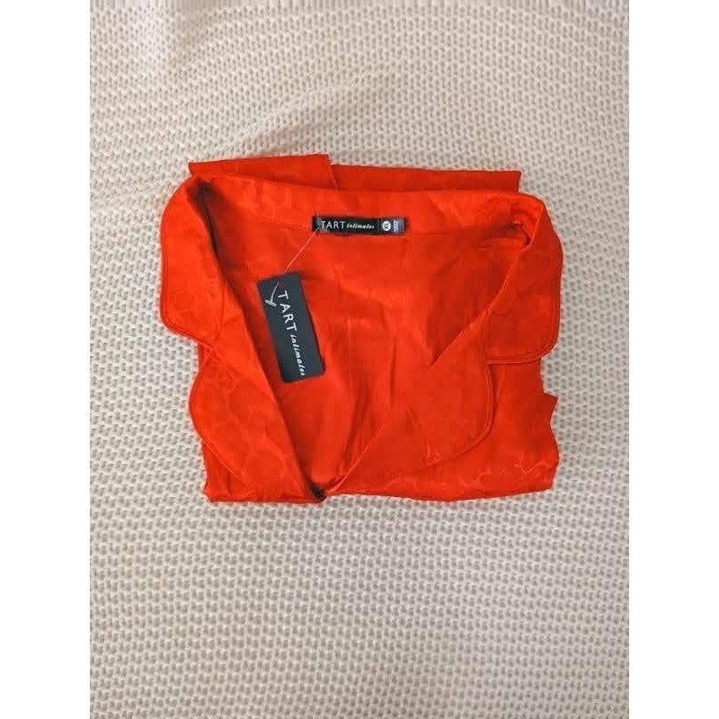 NWT Tart Intimates Orange Lounge Top XL Pajama Style Button Front Animal Print