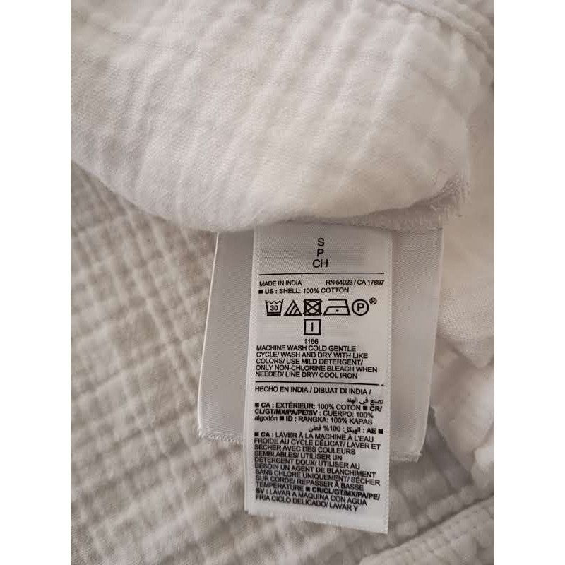 Old Navy White Double-Weave Gauze Shirt S 100% Cotton Coastal Chic