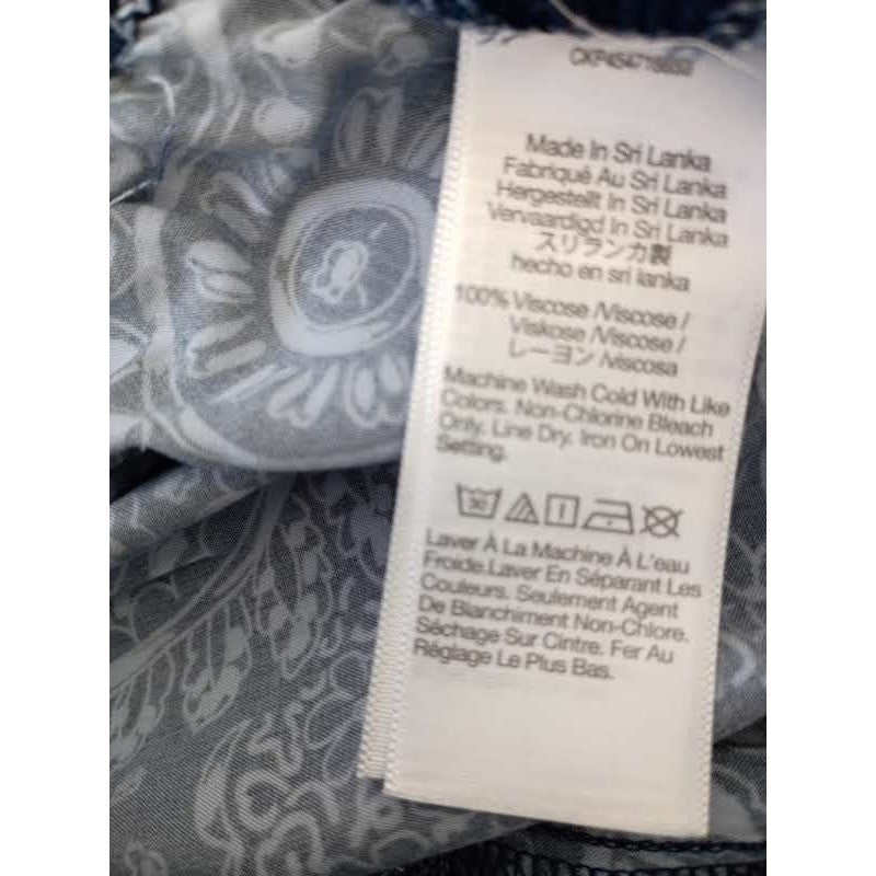 Madewell Blue White Paisley Floral Elastic Waist Viscose Pull On Pants S/M