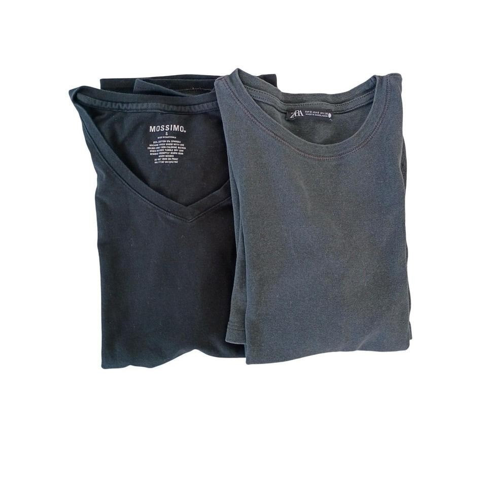 Lot of 2 Zara Gap Mossimo Womens Basic Short Sleeve Tops Black Grey S XS
