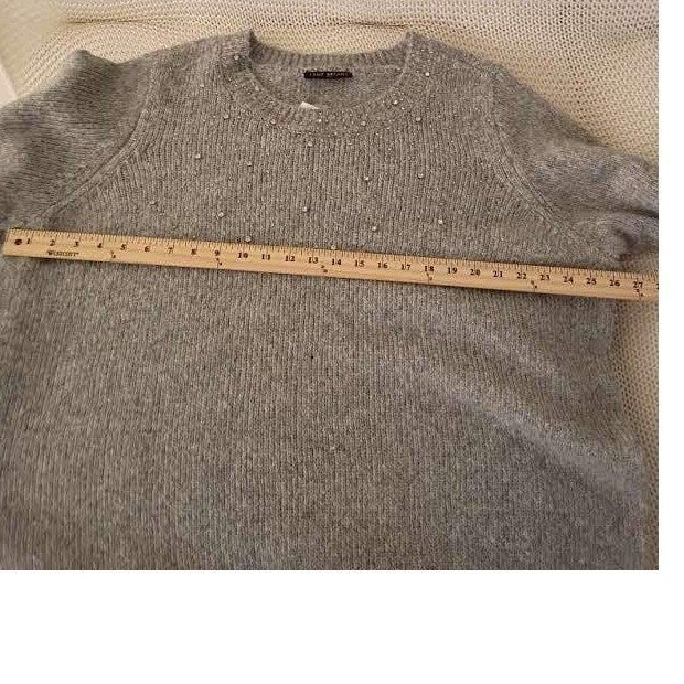 Lane Bryant NWT Sweater Plus Sz 22-24 Gray Sparkle Bead Crew Neck Long Sleeve