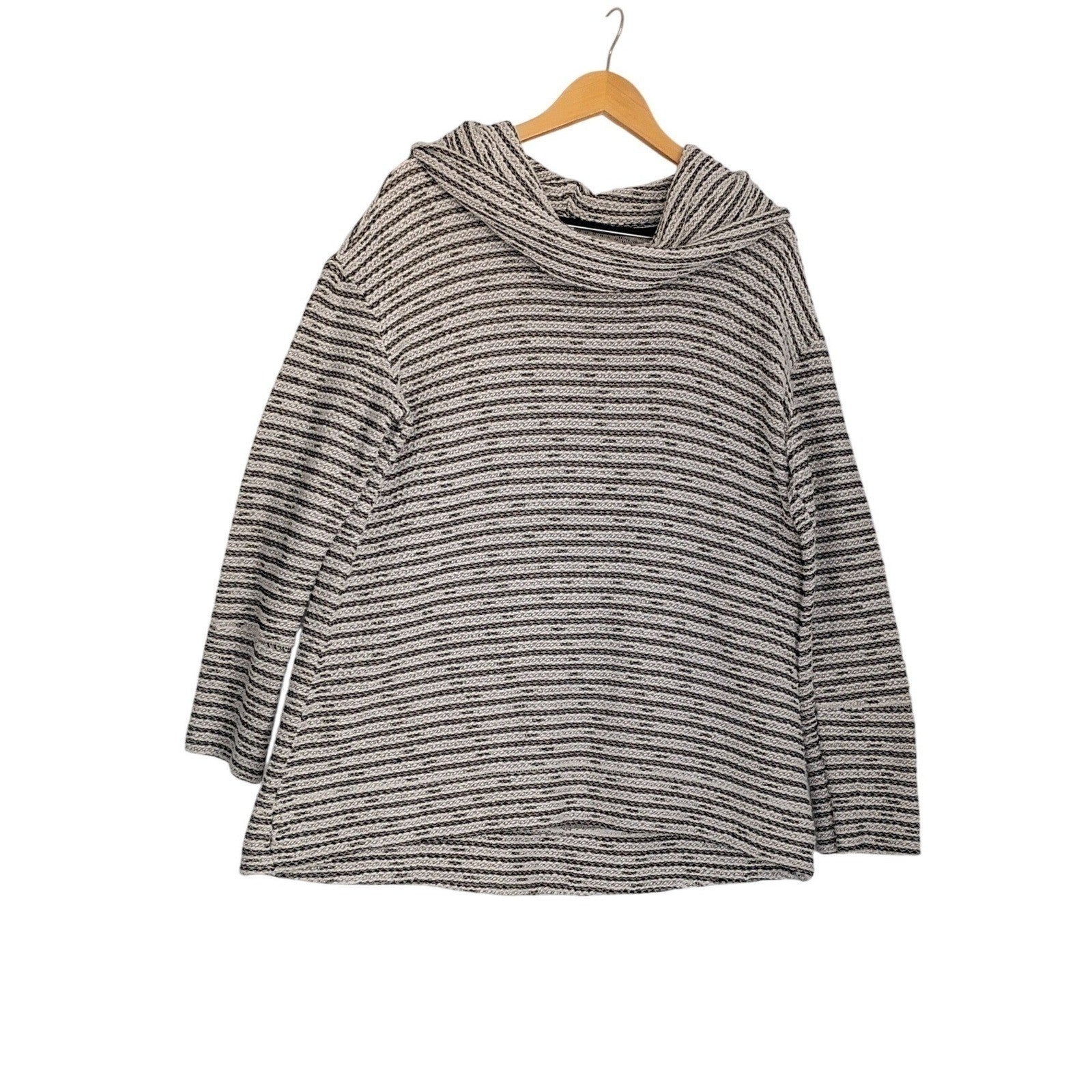Merona Striped Coastal Preppy Striped Cowl Neck Sweater Cotton Blend XL