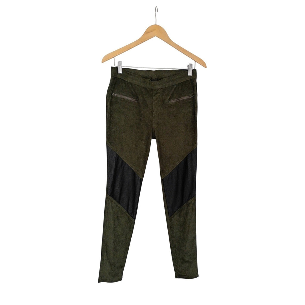 Simply Vera Wang Faux Suede Moto Leggings Pants Olive Green Size M
