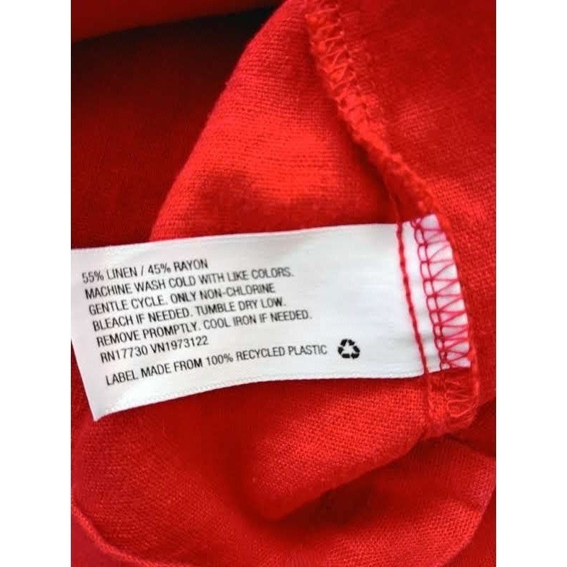 GAP Red Linen Blend Slip Dress Square Neck Mini Adjustable Straps Coastal Chic