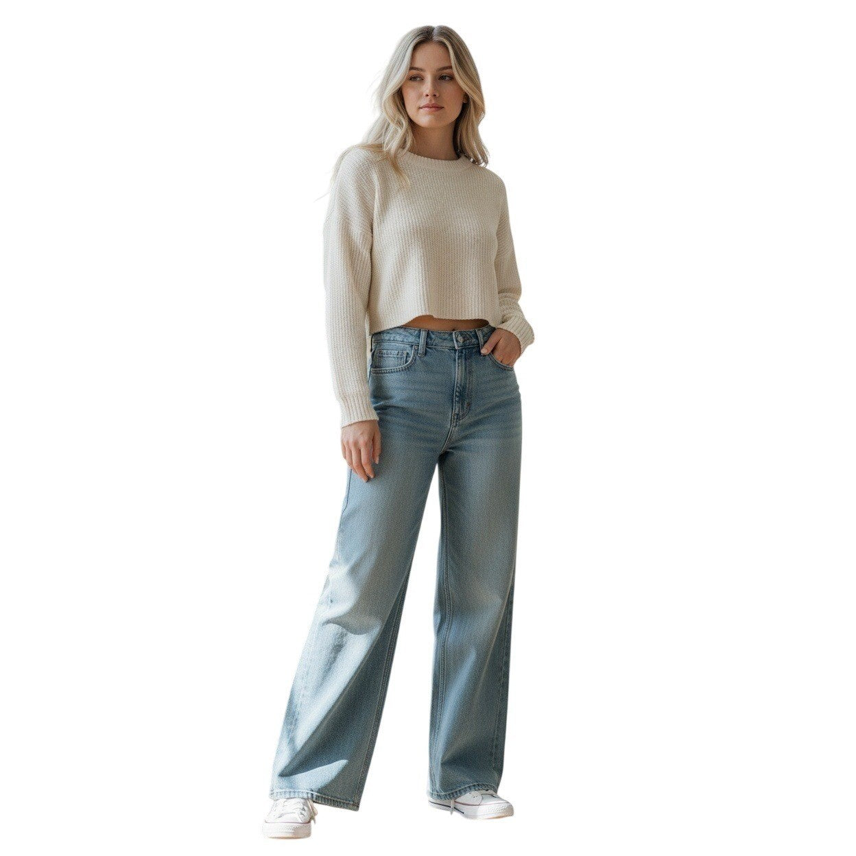 Hollister California Hight Rise Wide Leg Light Wash Jeans -25