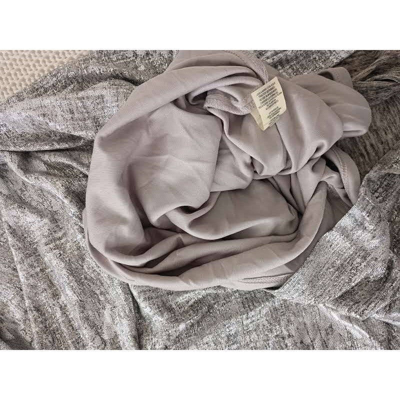 Vince Camuto Metallic Sheen Sheath Dress Silver Ruched Statement Dress M NWOT