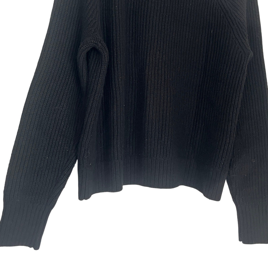 Old Navy Black Button Front Ribbed Cardigan S Cotton Wool Blend Minimalist