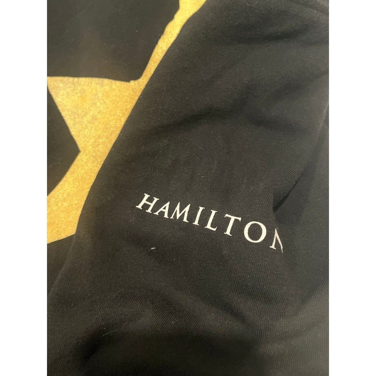 Hamilton NWOT Star Silhouette Hoodie Black Gold Musical Broadway Fan  Size XL