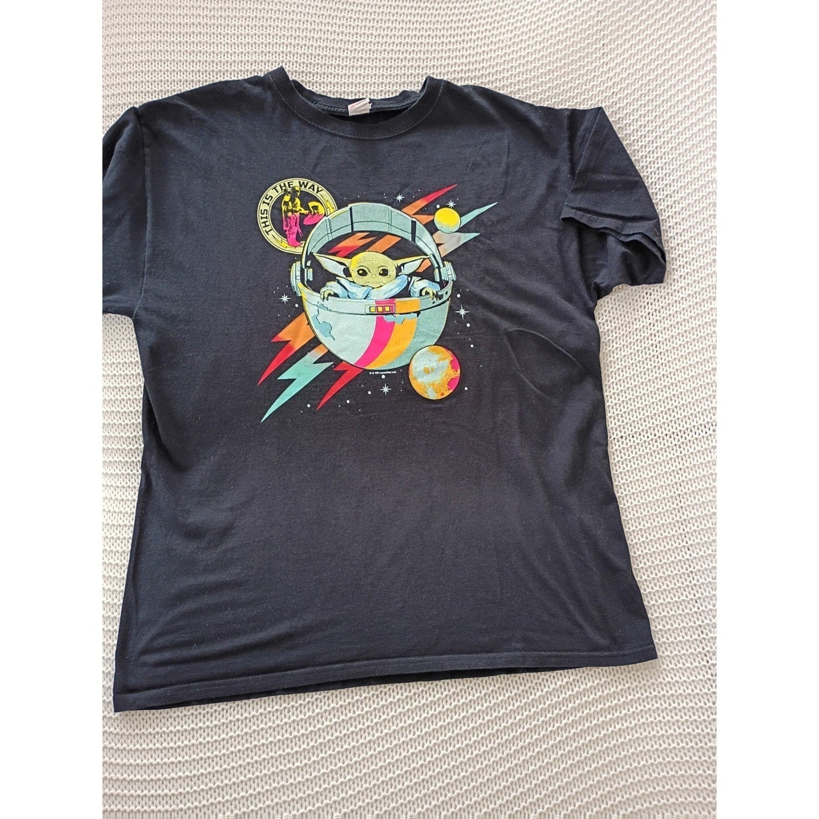 Star Wars Mandalorian Grogu This Is The Way Black 100% Cotton Graphic Tee M/L