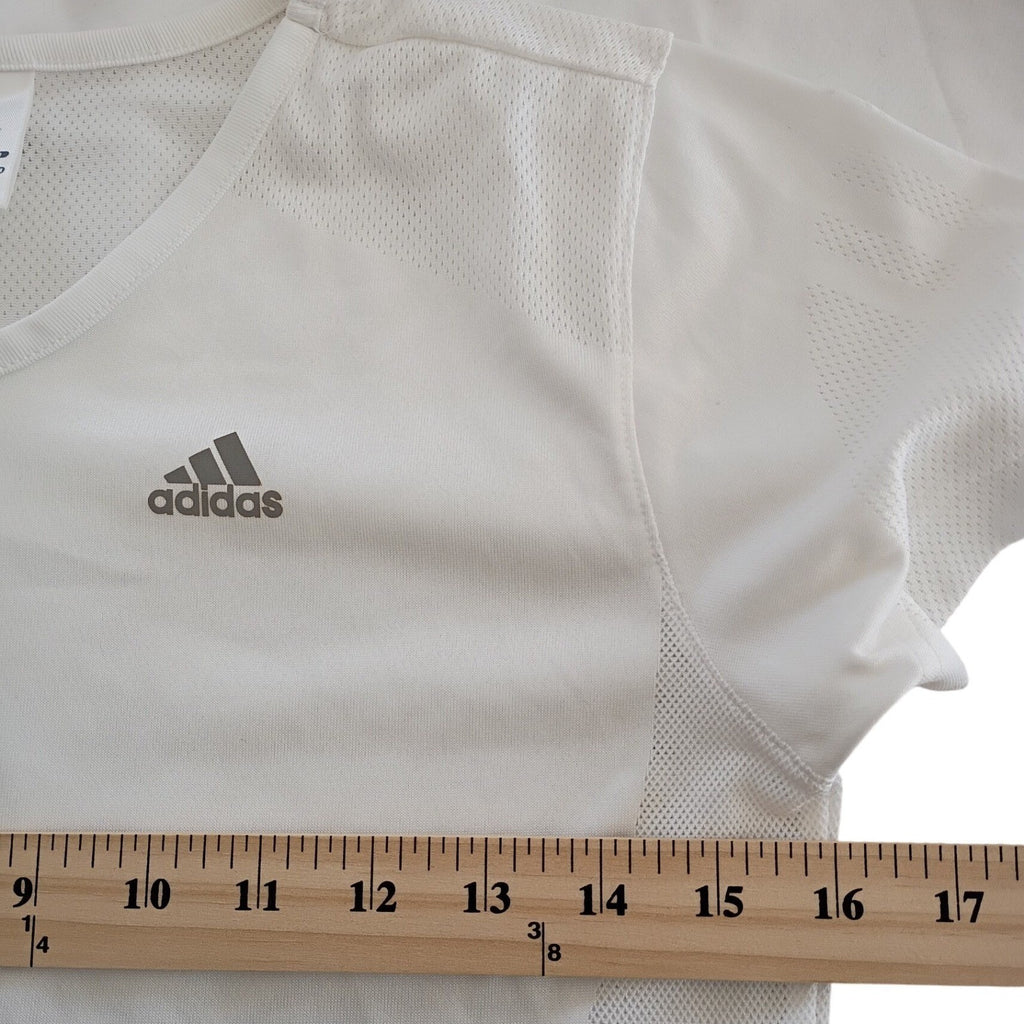 Adidas ClimaCool V Neck Athletic T Shirt White Womens Size S