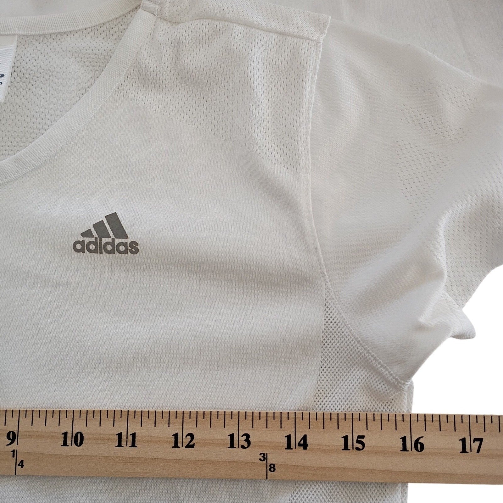 Adidas ClimaCool V Neck Athletic T Shirt White Womens Size S