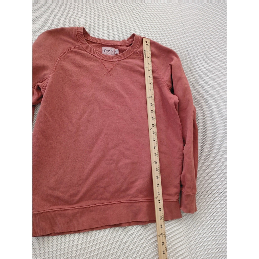 Pact 100% Organic Cotton Raglan Crewneck Sweatshirt Large Terracotta Pink