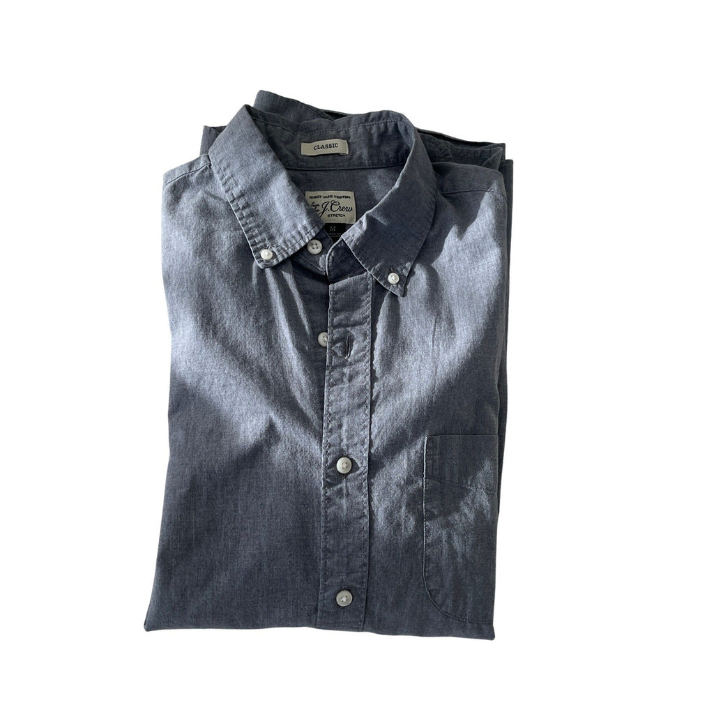 J.Crew Secret Wash Shirt Mens M Classic Fit Gray Stretch Button Down NWOT