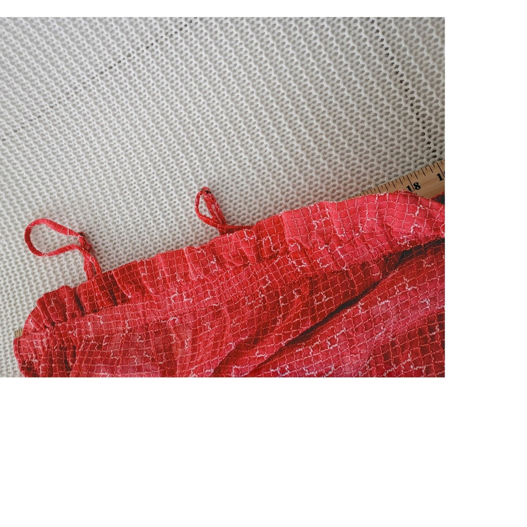 Maeve Anthropologie Red White Grid Print Ruffle Camisole Top Fits S Coastal
