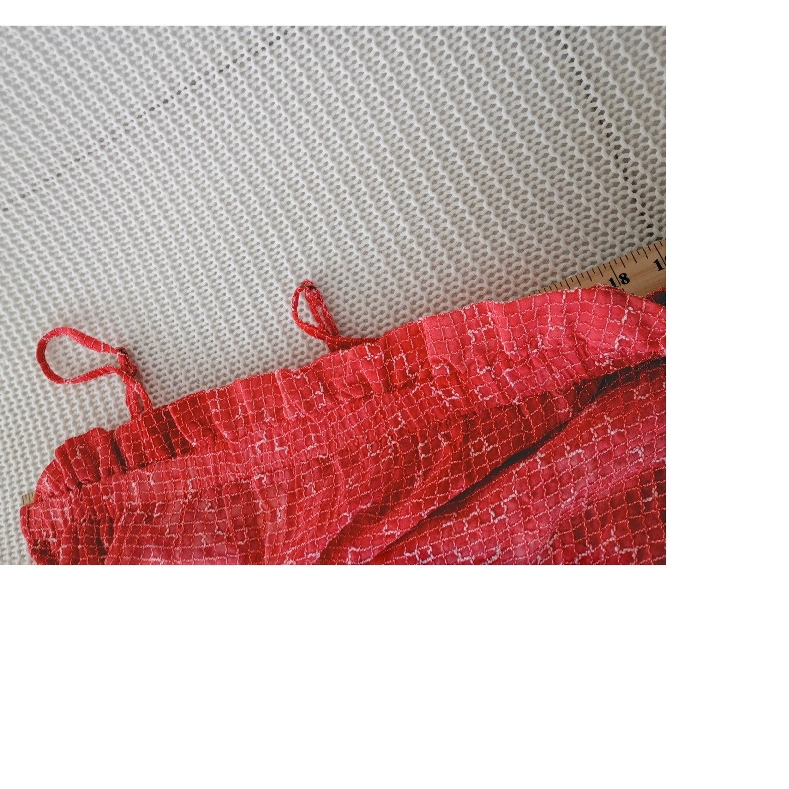 Maeve Anthropologie Red White Grid Print Ruffle Camisole Top Fits S Coastal