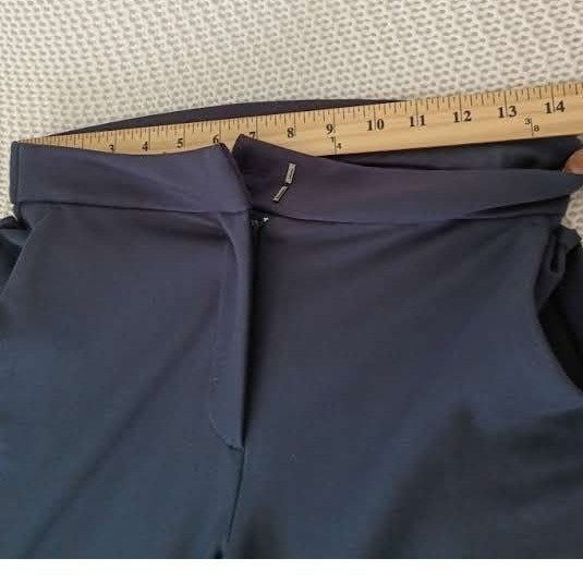 Quince Navy Blue Ultra Stretch Ponte Trouser Wide Leg Pants S W27 High Waisted