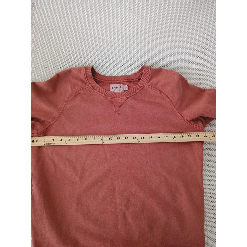 Pact 100% Organic Cotton Raglan Crewneck Sweatshirt Large Terracotta Pink