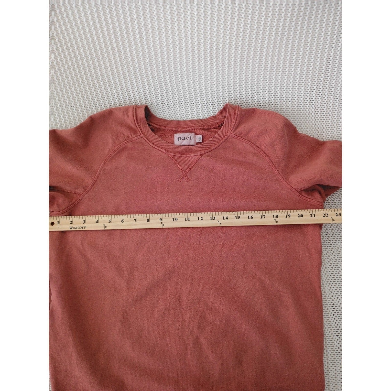Pact 100% Organic Cotton Raglan Crewneck Sweatshirt Large Terracotta Pink