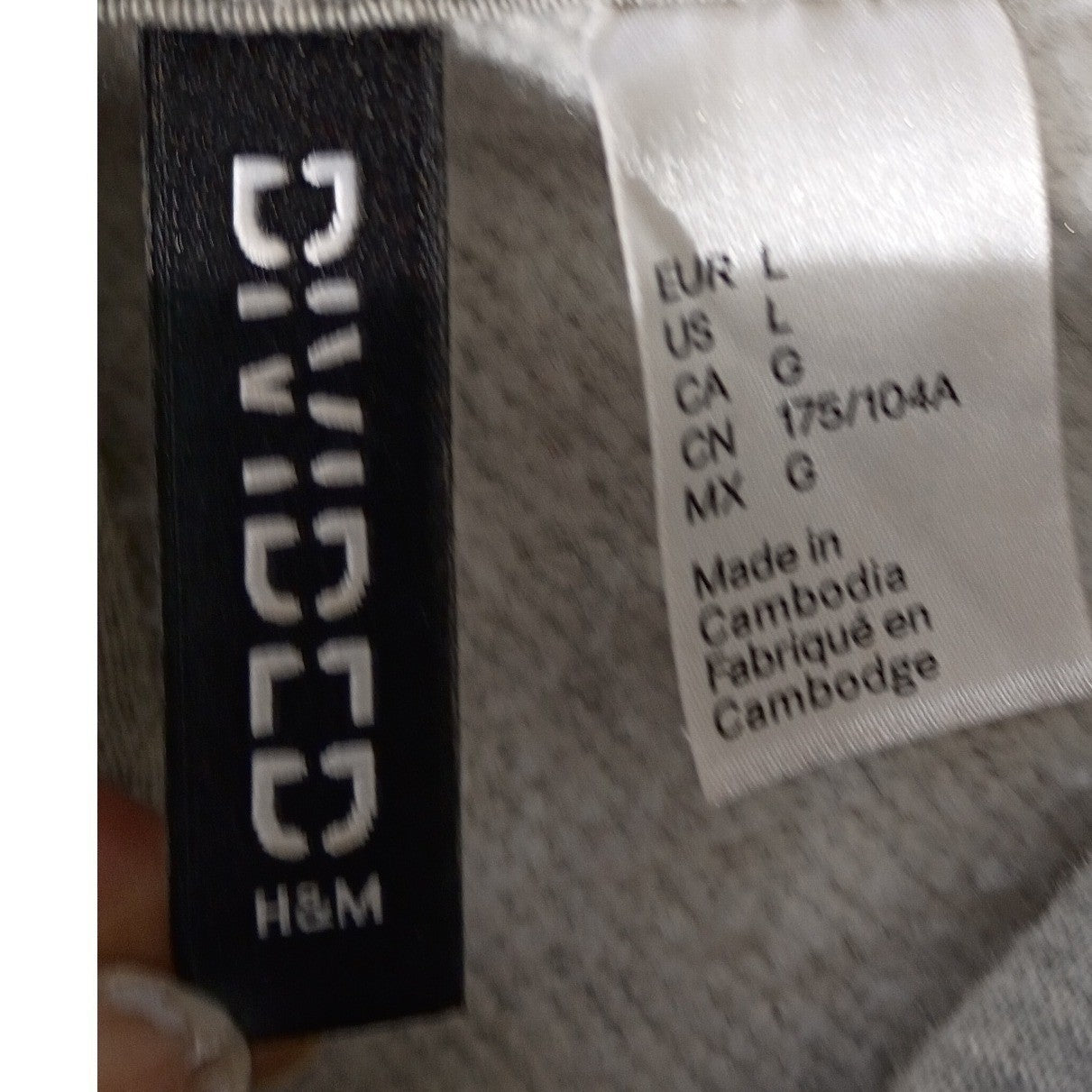 H&M Divided Gray Cropped Hoodie L Floral Rose Embroidered Raw Hem Cottagecore