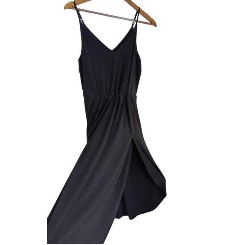 1.STATE Black Wrap Dress S NWOT Tulip Hem Midi VNeck Stretch Cocktail Minimalist