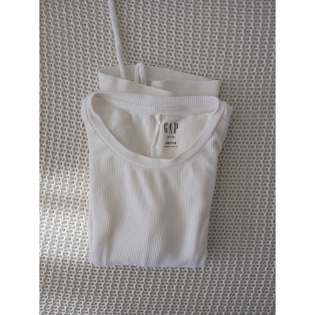 GAP Bundle White Ribbed Open Back Tie Top & Grey Camisole Cami Set S Capsule