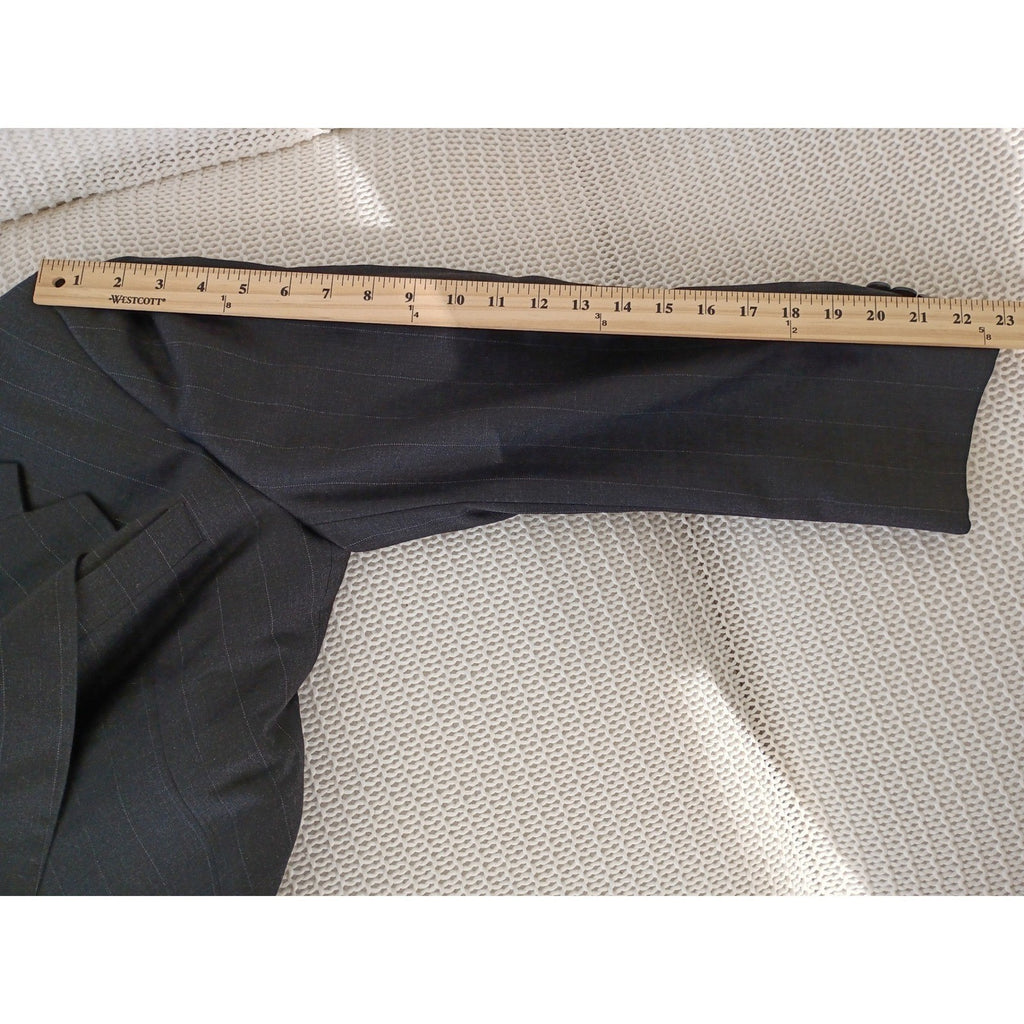 H Freeman & Son Black Pinstripe Wool Suit Jacket Mens 42R Business MADE IN USA