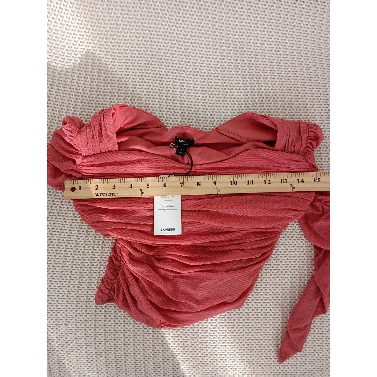 Express Body Contour Ruched Mesh Sweetheart Top Dark Rose Pink XS NWT