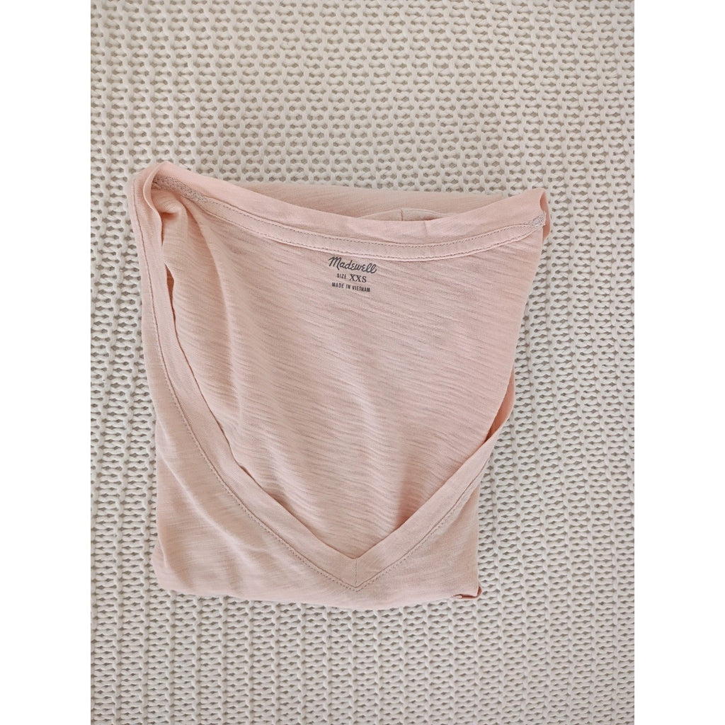 Madewell Coral Pink Slub 100% Cotton Pocket Tee Minimalist Coastal NWOT Small