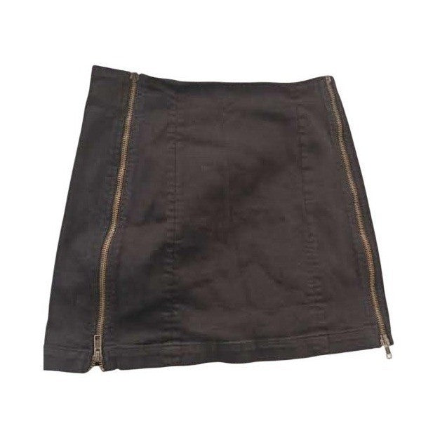 CARMAR LA Edgy Black Denim Mini Skirt 26 Double Side Zip Moto Edgy Street