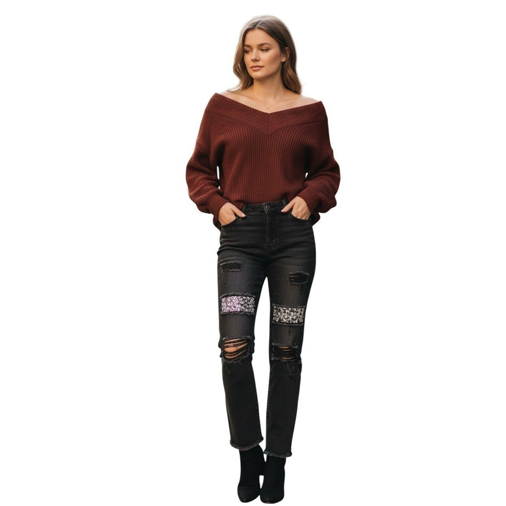 Banjara NWT Y2K Studded Embellished Distressed Raw Hem Jeans 27x28 Rocker Chic