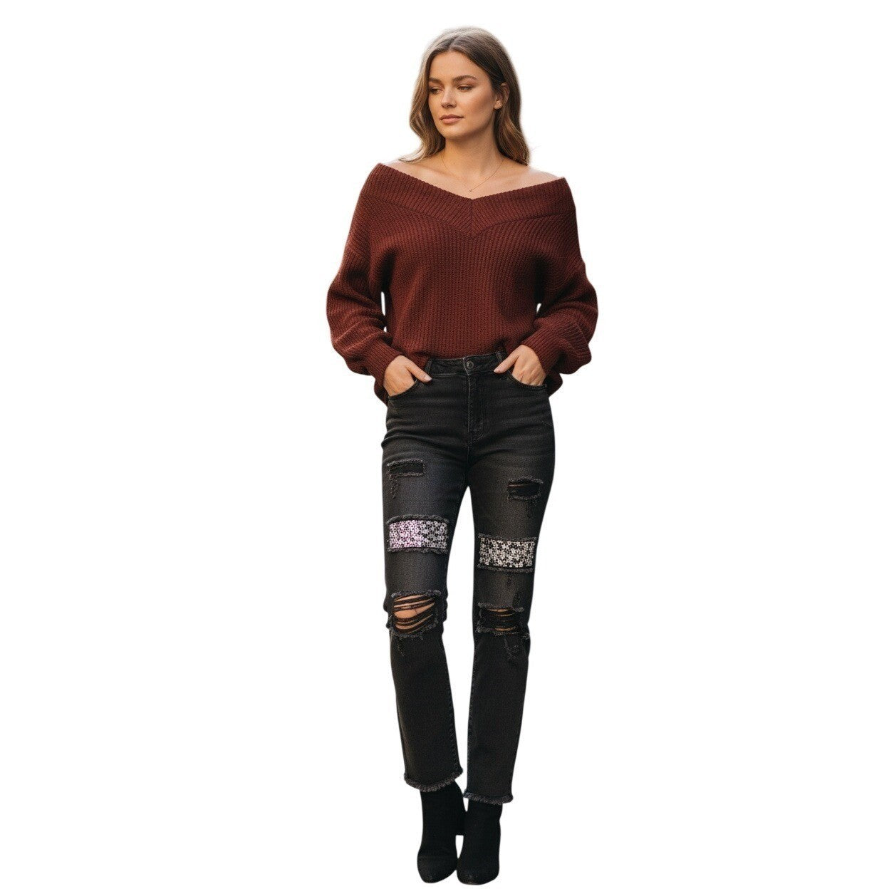Banjara NWT Y2K Studded Embellished Distressed Raw Hem Jeans 27x28 Rocker Chic