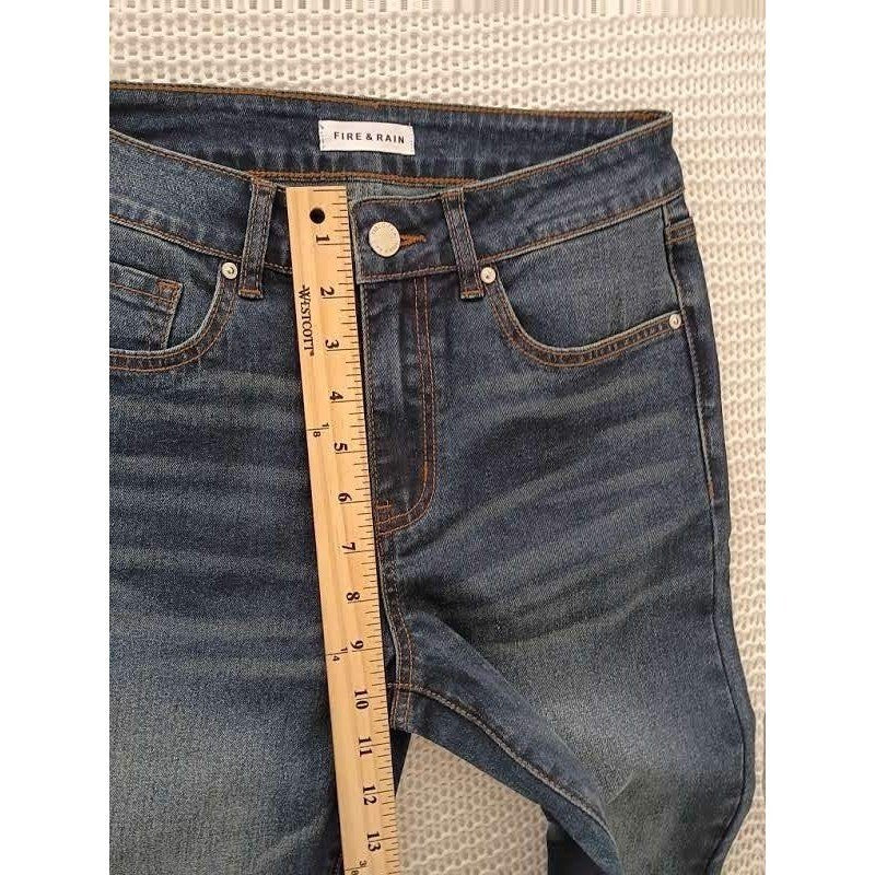 Fire & Rain Womens High Rise Skinny Jeans Dark Wash Raw Hem Size 28 - NWOT