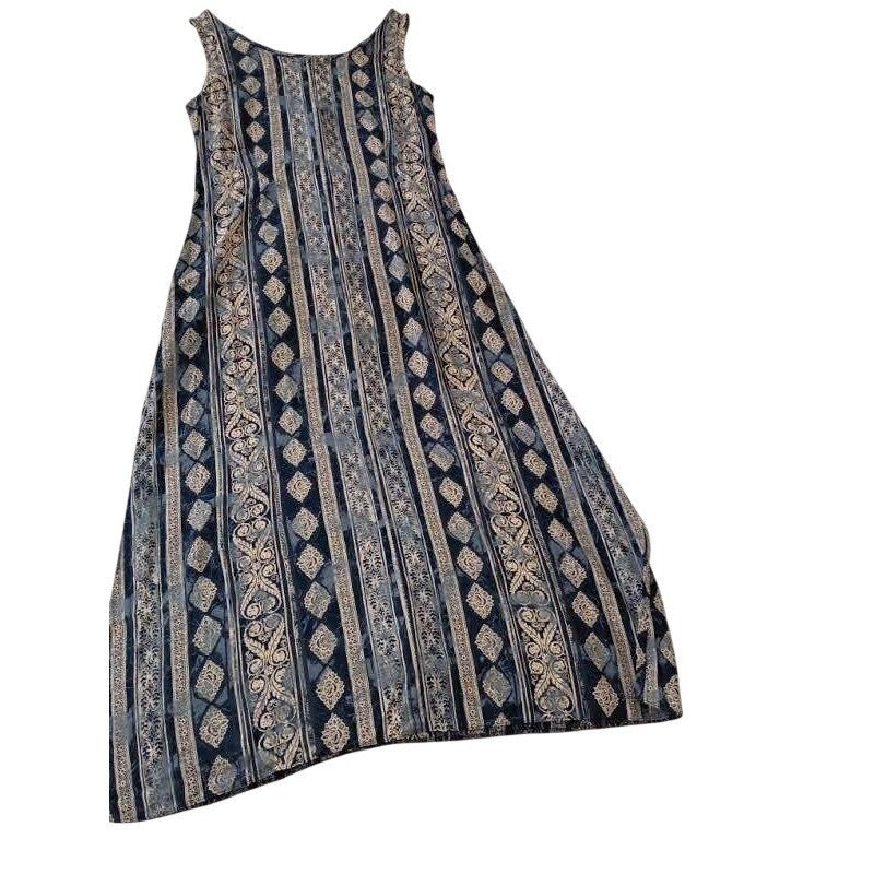 Marks & Spencer Vintage Maxi Dress Blue Paisley Boho Effortless Sleeveless M