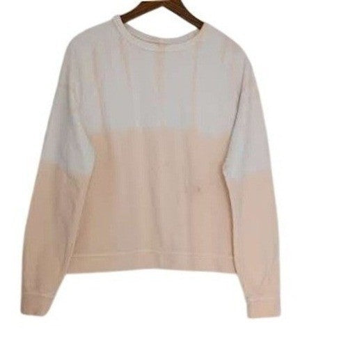 Peach Cream Tie Dye Sweatshirt 100% Cotton XL Oversized Pullover Crewneck