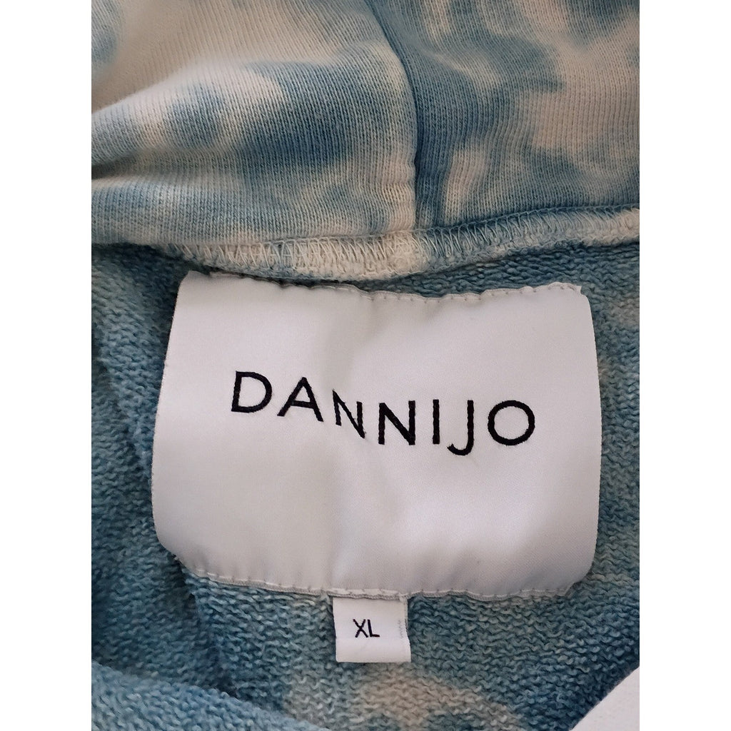 DANNIJO Tie Dye Hoodie 100% Cotton Cropped Sweatshirt Blue White Cotton XL