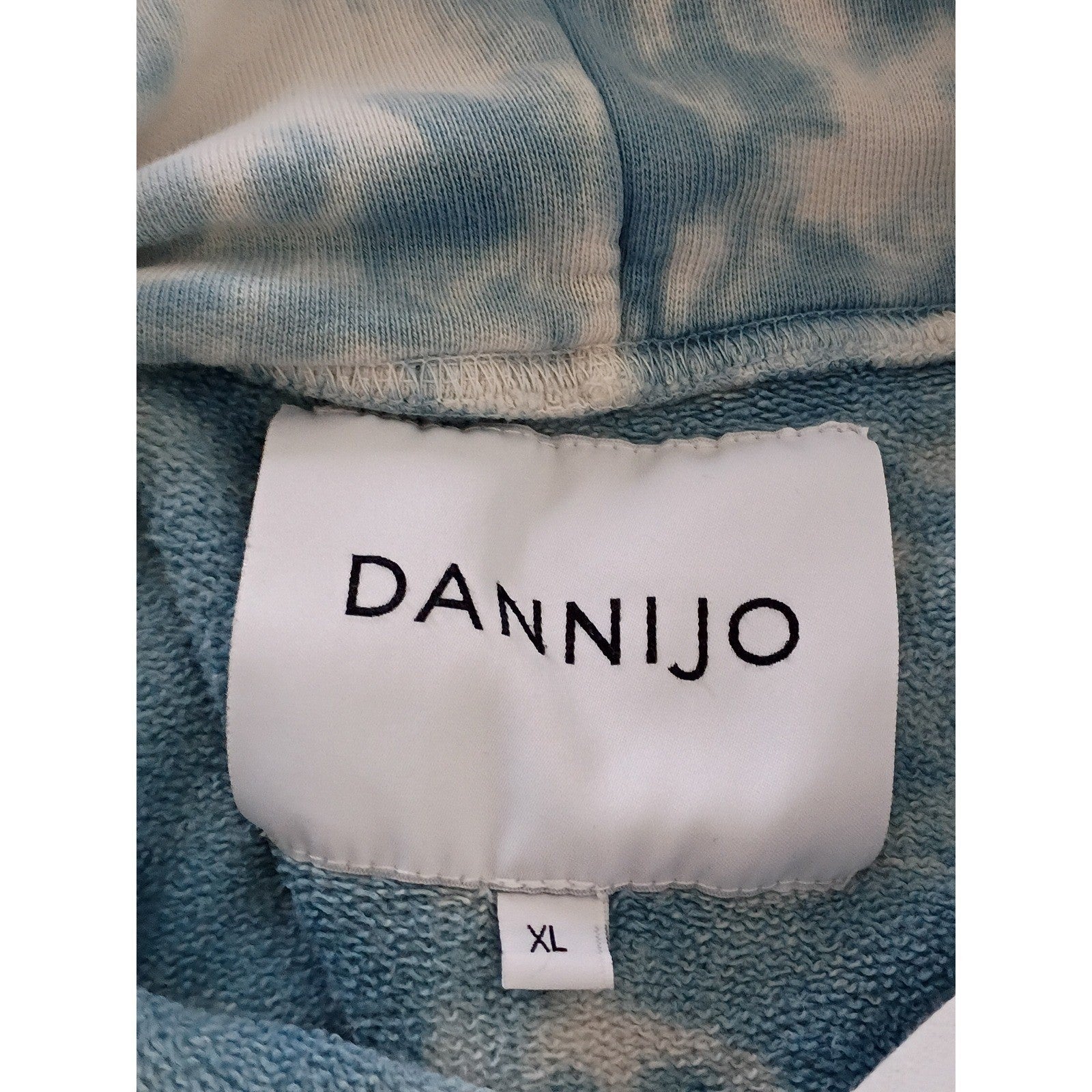 DANNIJO Tie Dye Hoodie 100% Cotton Cropped Sweatshirt Blue White Cotton XL