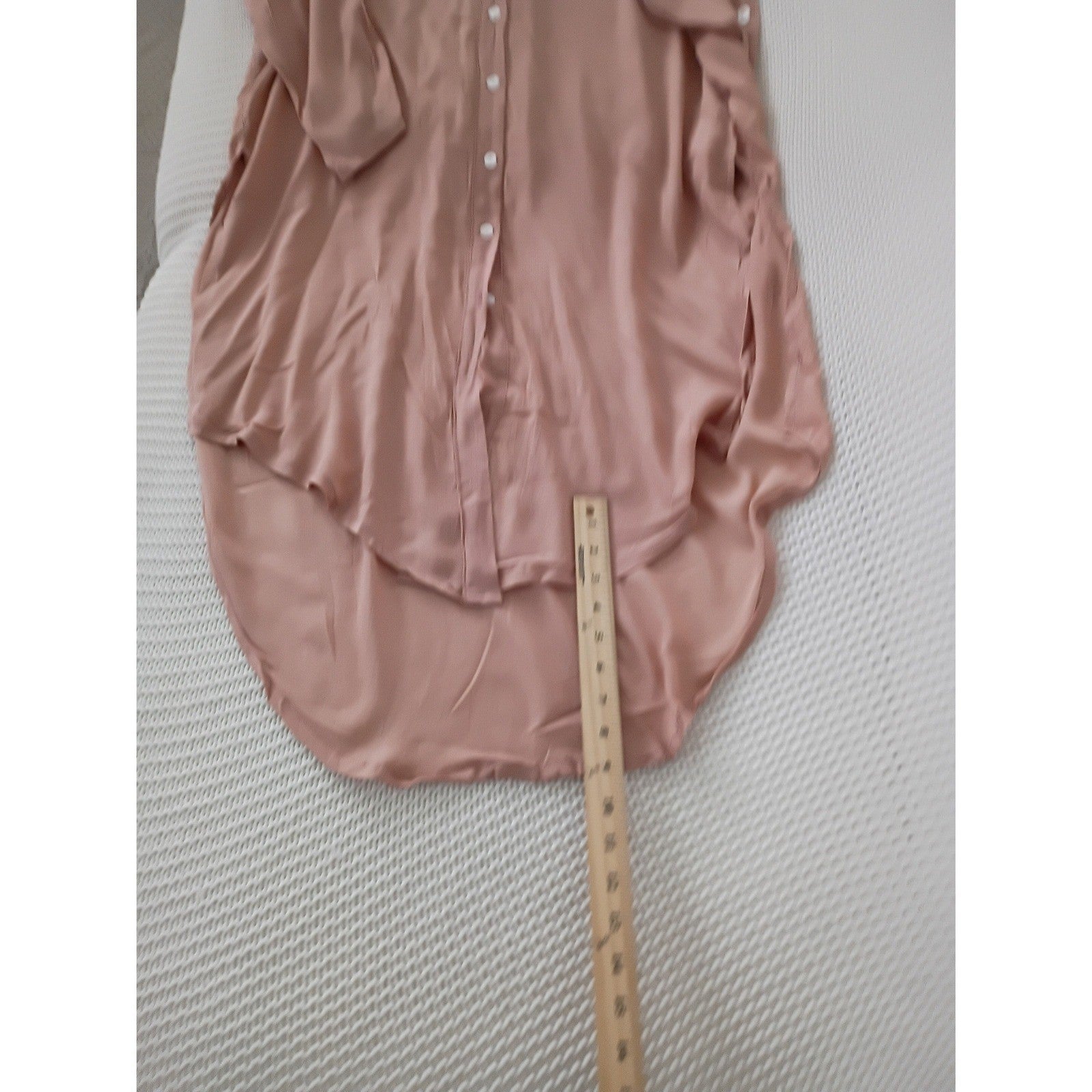 NWT RHEA Boho Dusty Pink Viscose High Low Button Down Shirt Dress OS Coastal